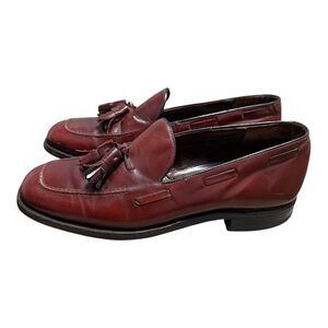 Johnston & Murphy burgundy brown leather tassel flat loafers size 8D Men’s